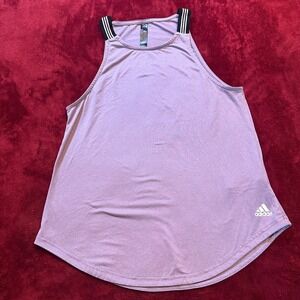 Adidas Womens High Neck Racerback Tank Top Purple Striped Straps FS7467 XS